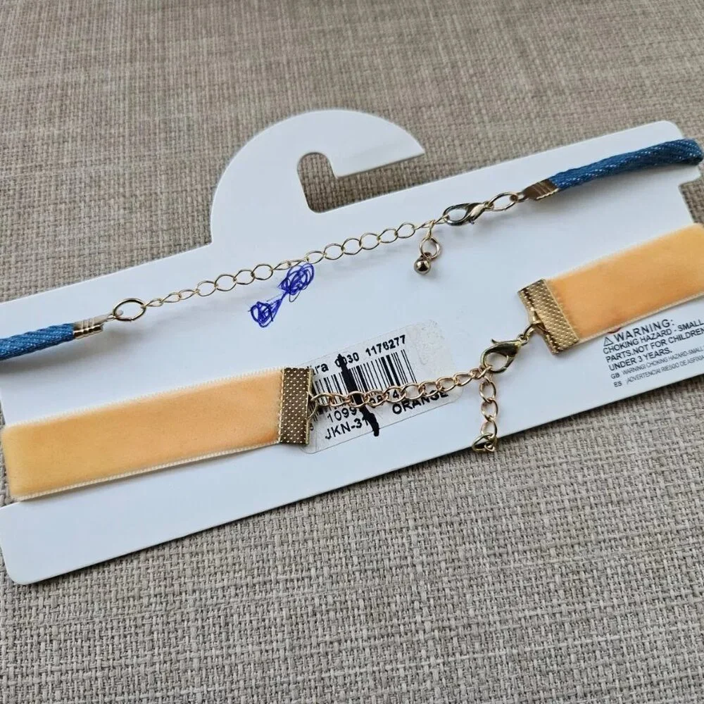 Cara Kids New York Choker Necklace Set of 2 Chokers Yellow and Blue Jewelry